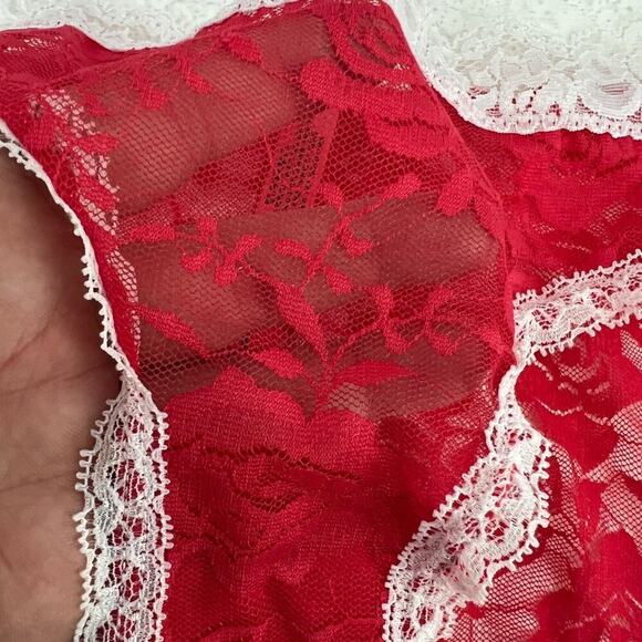 Miss Vickie's Intimates All Over Lace Red White Trim Womens Size Small 5/$25 - Picture 2 of 5